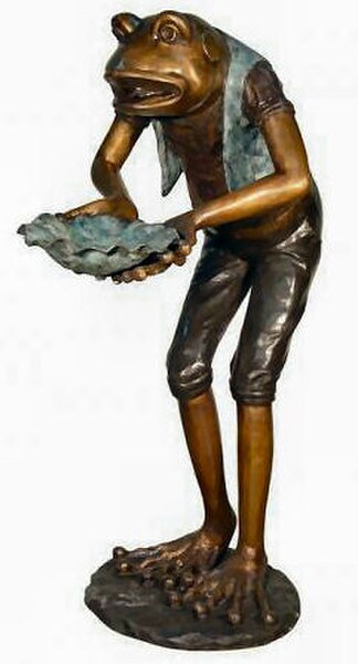 Frog Holding Shell Piped Water Feature Bronze Statue